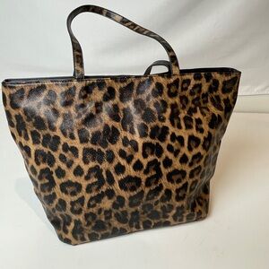 CHICOS Leopard Print Tote Bag Shoulder Purse Pebbled Sparkle Shimmer 17X12